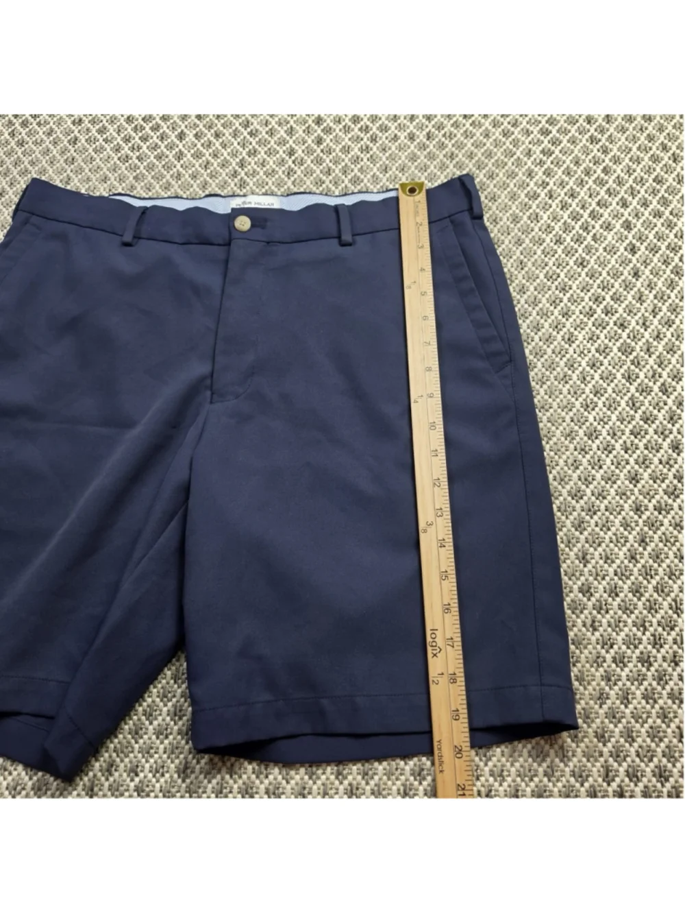 Peter Millar Men’s 35 Navy Blue Performance Golf Shorts Flat Front Stretch
